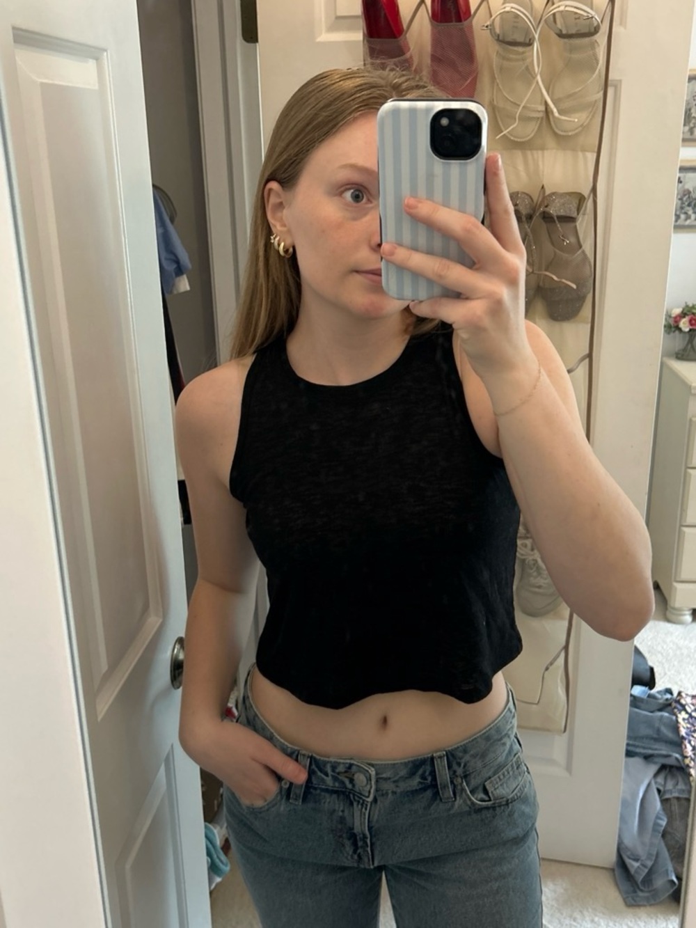 Classic Black Cropped Tank Top - Women